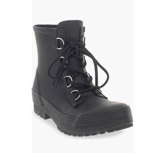 Chooka Ava Lace Up Waterproof Rain Boot Black With Black Laces Women’s Size 10